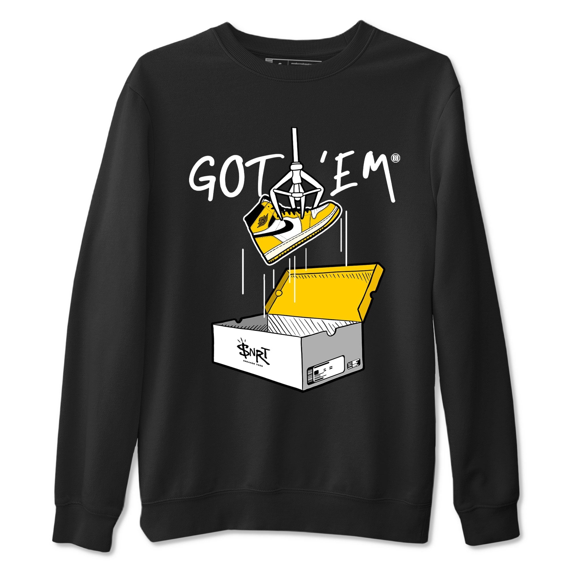 1s Yellow Ochre AJ1 Yellow Toe shirt to match jordans New Treasure Hunter sneaker tees streetwear brand Air Jordan 1 Yellow Ochre Drip Gear Zone Brand unisex cotton Black 2 crew neck shirt
