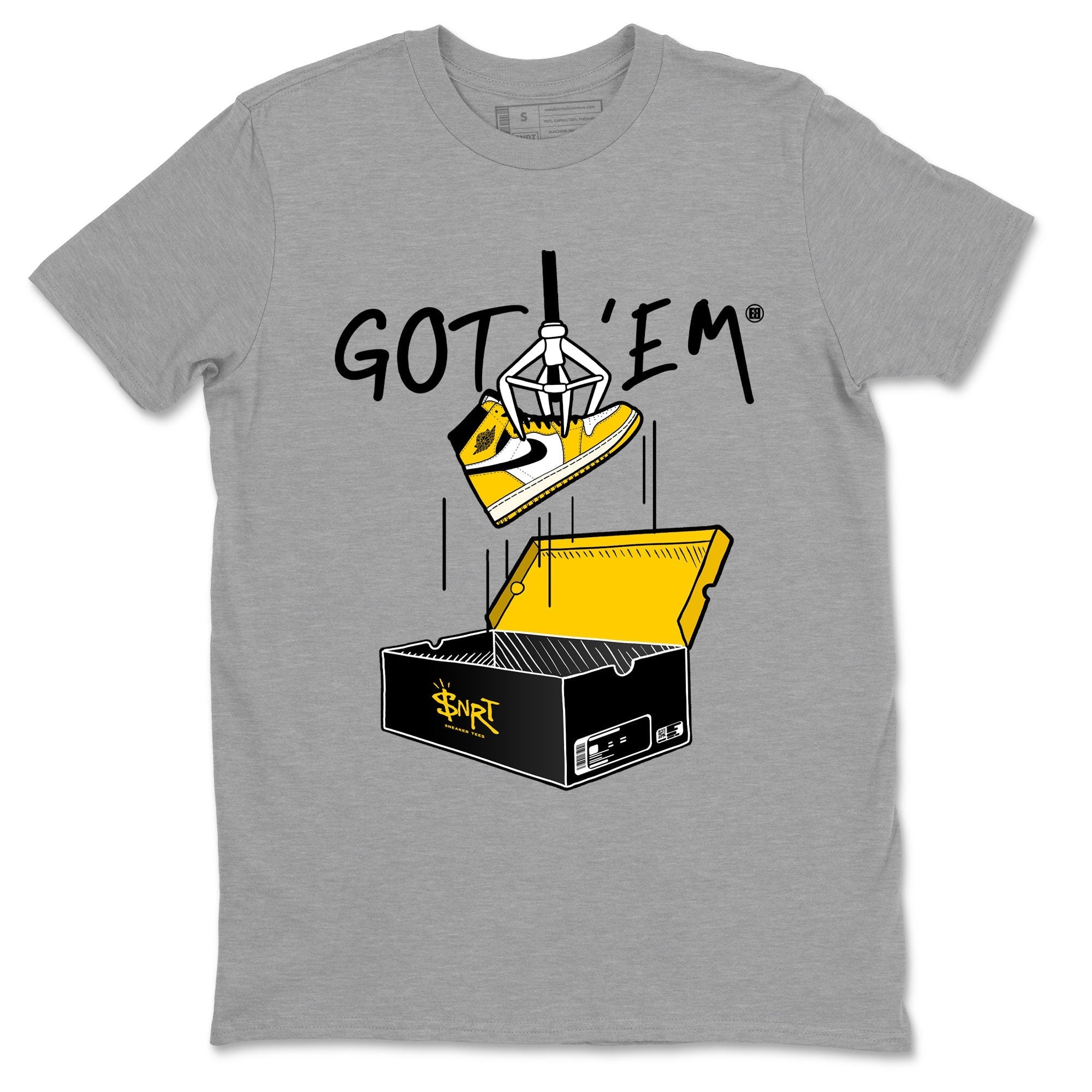 1s Yellow Ochre AJ1 Yellow Toe shirt to match jordans New Treasure Hunter sneaker tees streetwear brand Air Jordan 1 Yellow Ochre Drip Gear Zone Brand unisex cotton Heather Grey 2 crew neck shirt