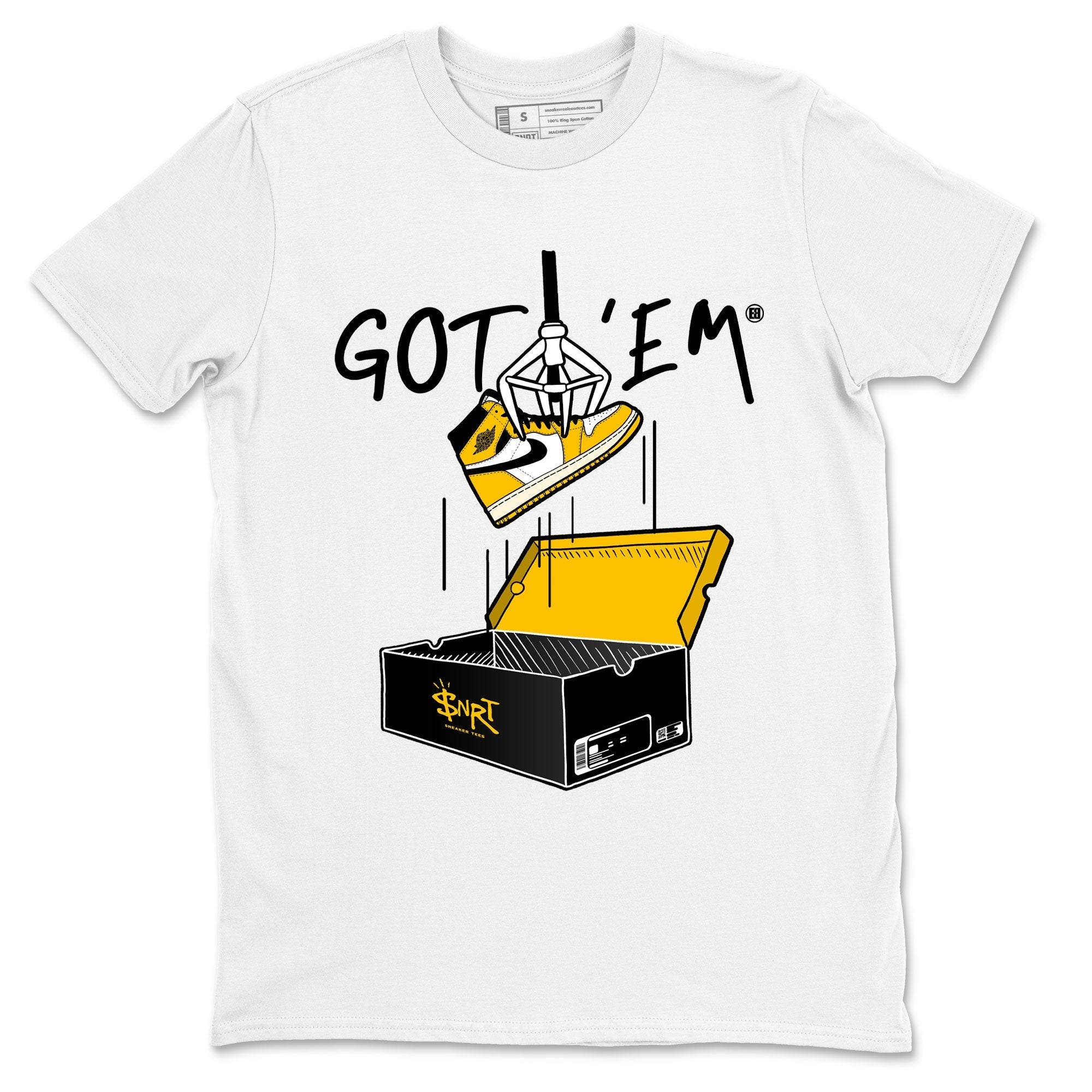 1s Yellow Ochre AJ1 Yellow Toe shirt to match jordans New Treasure Hunter sneaker tees streetwear brand Air Jordan 1 Yellow Ochre Drip Gear Zone Brand unisex cotton White 2 crew neck shirt