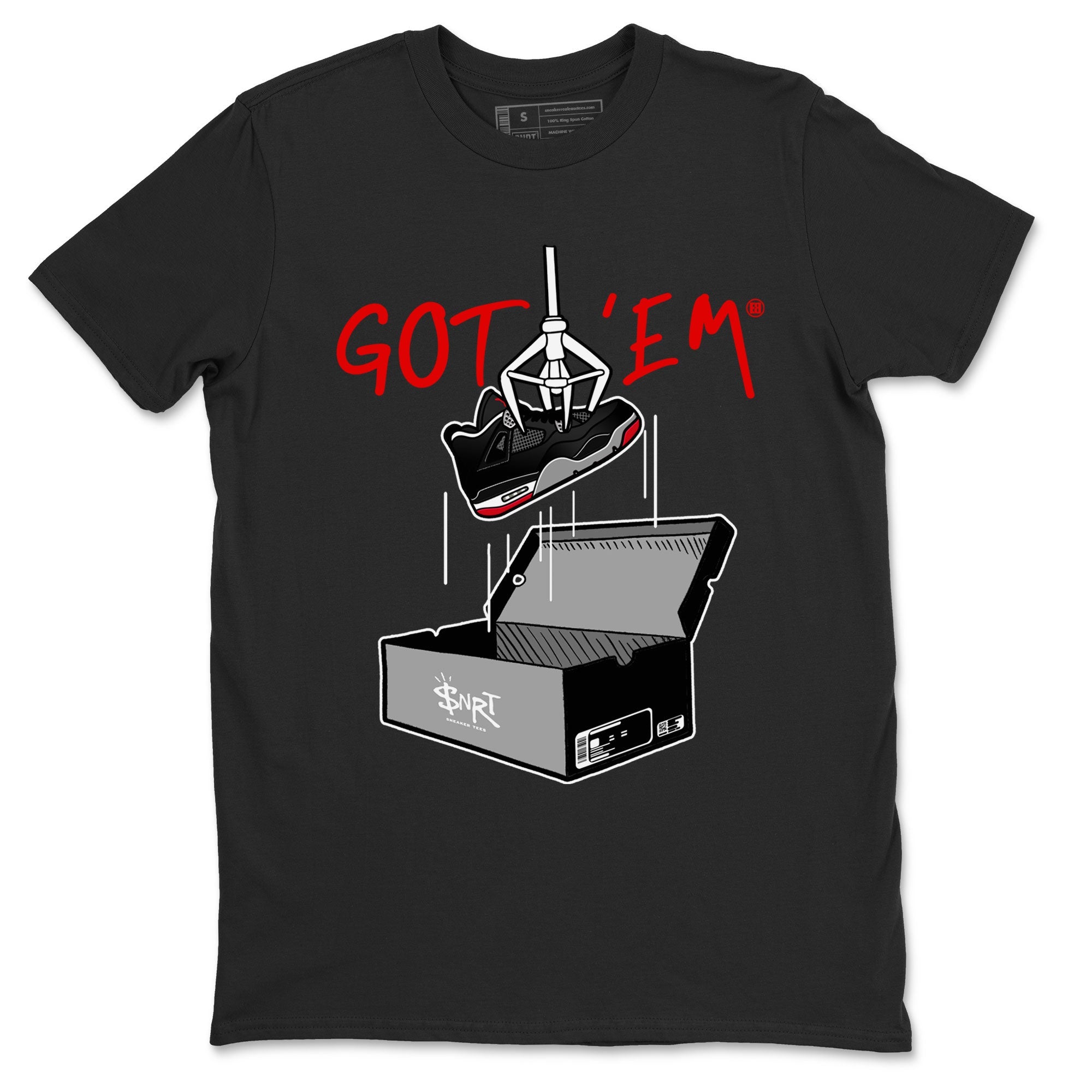 AJ4 Bred Reimagined shirt to match jordans New Treasure Hunter sneaker tees Air Jordan 4 Bred Reimagined Drip Gear Zone unisex cotton Black 2 crew neck shirt