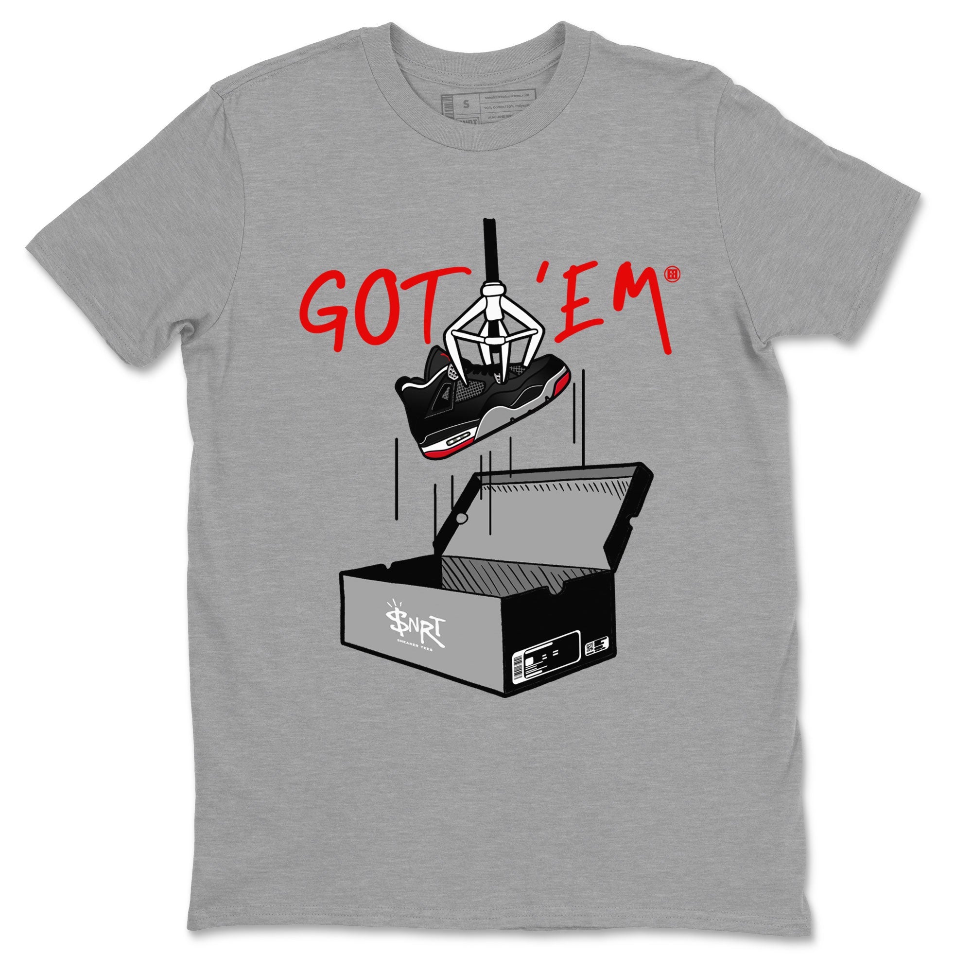 AJ4 Bred Reimagined shirt to match jordans New Treasure Hunter sneaker tees Air Jordan 4 Bred Reimagined Drip Gear Zone unisex cotton Heather Grey 2 crew neck shirt