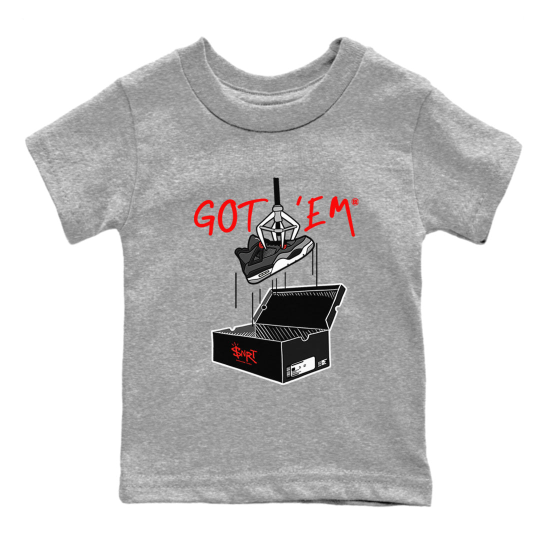 Air Jordan 4 Infrared shirt to match jordans New Treasure Hunter sneaker tees Air Jordan 4 Retro Infrared Drip Gear Zone baby toddler Heather Grey 2 cotton Shirt