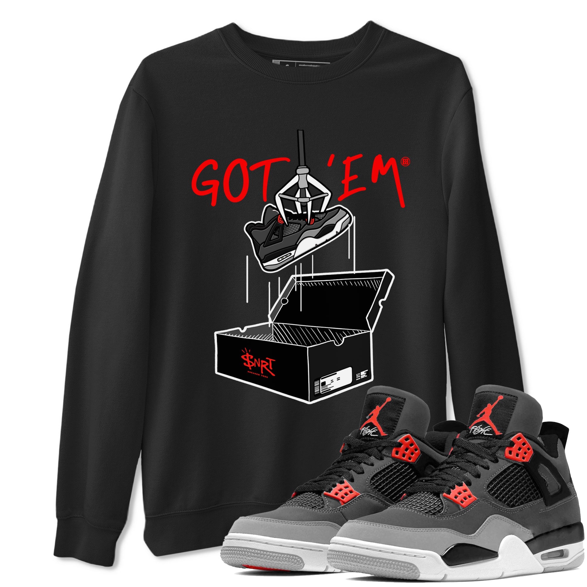 Air Jordan 4 Infrared shirt to match jordans New Treasure Hunter sneaker tees Air Jordan 4 Retro Infrared Drip Gear Zone unisex cotton Black 1 crew neck shirt