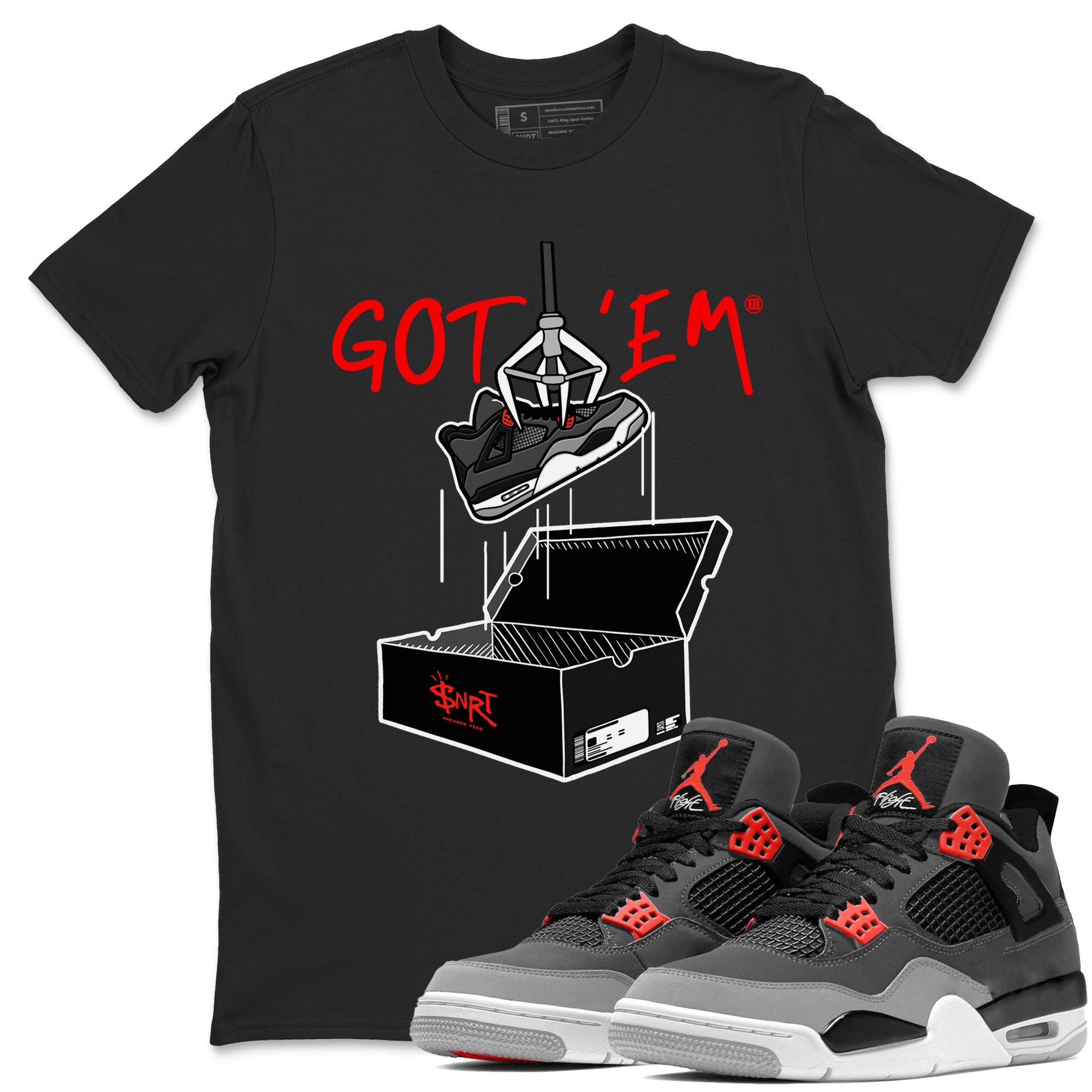 Air Jordan 4 Infrared shirt to match jordans New Treasure Hunter sneaker tees Air Jordan 4 Retro Infrared Drip Gear Zone unisex cotton Black 1 crew neck shirt