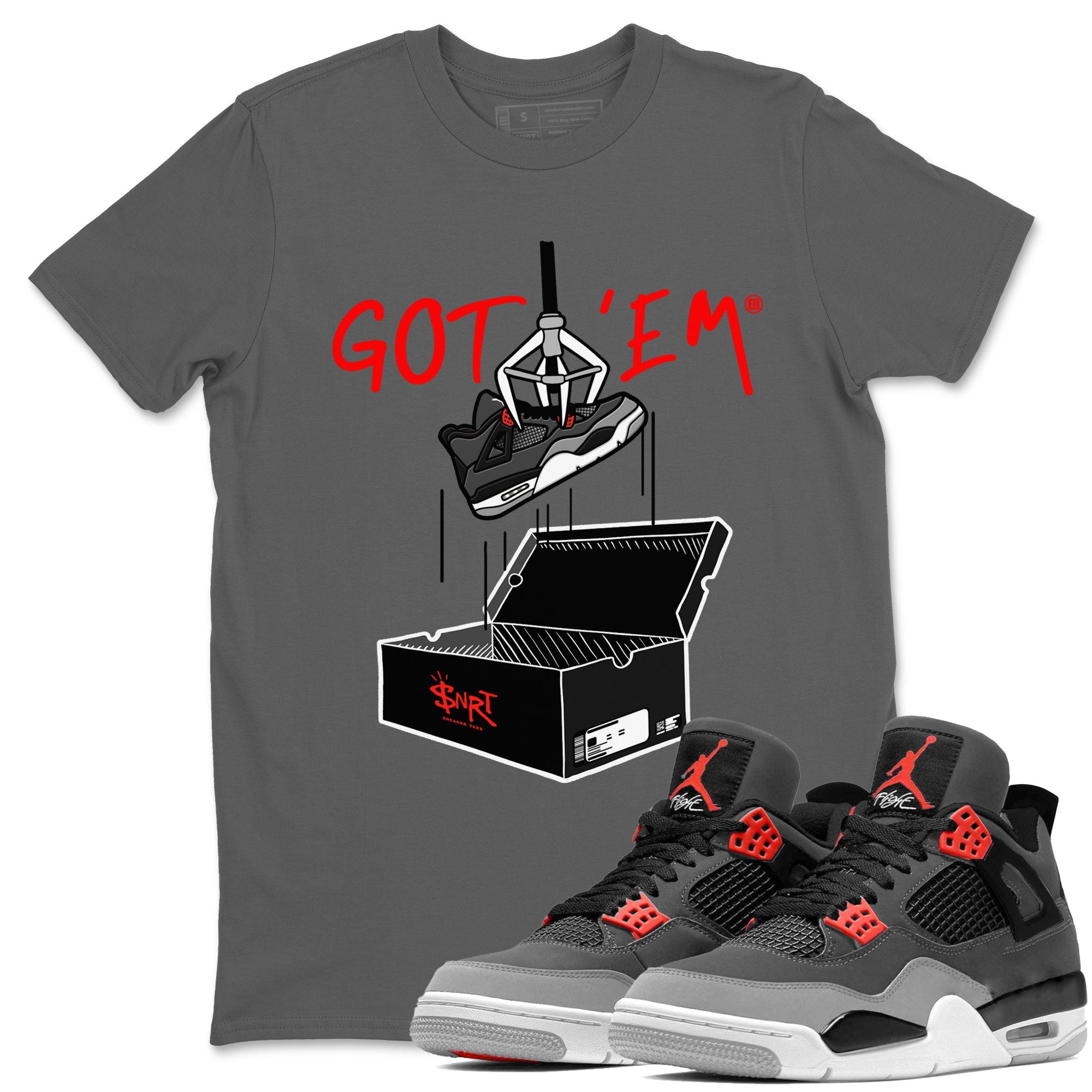 Air Jordan 4 Infrared shirt to match jordans New Treasure Hunter sneaker tees Air Jordan 4 Retro Infrared Drip Gear Zone unisex cotton Cool Grey 1 crew neck shirt