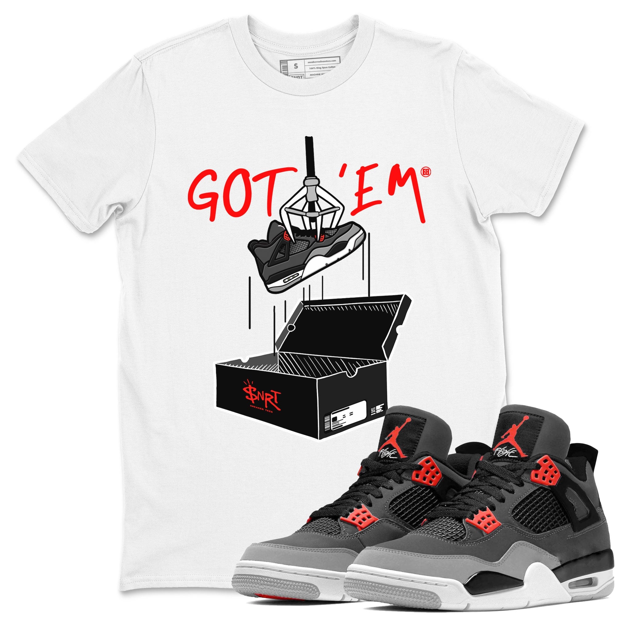 Air Jordan 4 Infrared shirt to match jordans New Treasure Hunter sneaker tees Air Jordan 4 Retro Infrared Drip Gear Zone unisex cotton White 1 crew neck shirt