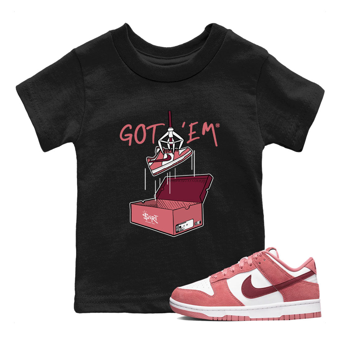 Dunk Valentine's Day shirt to match jordans New Treasure Hunter sneaker tees Dunk Valentines Day Drip Gear Zone baby toddler Black 1 cotton Shirt