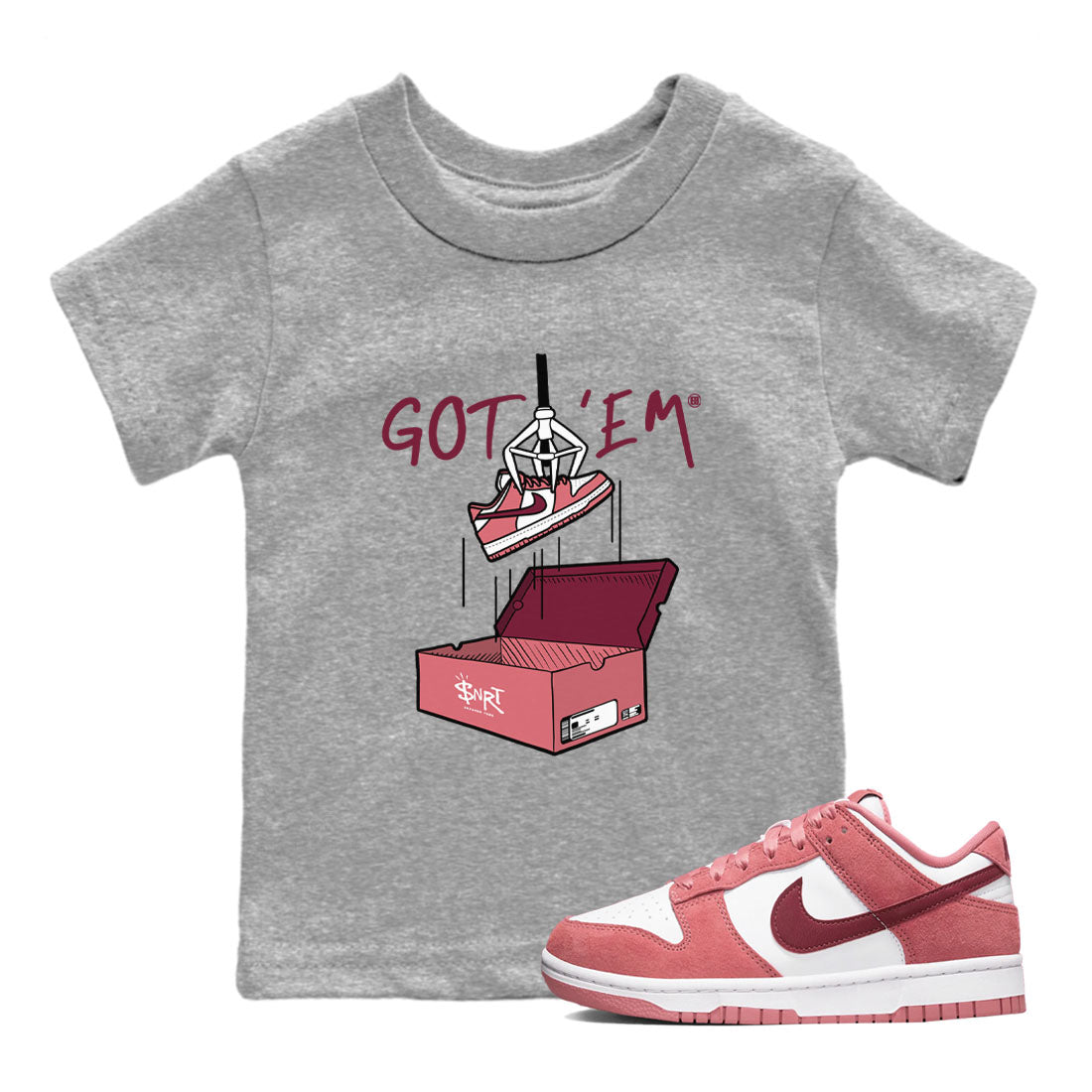 Dunk Valentine's Day shirt to match jordans New Treasure Hunter sneaker tees Dunk Valentines Day Drip Gear Zone baby toddler Heather Grey 1 cotton Shirt