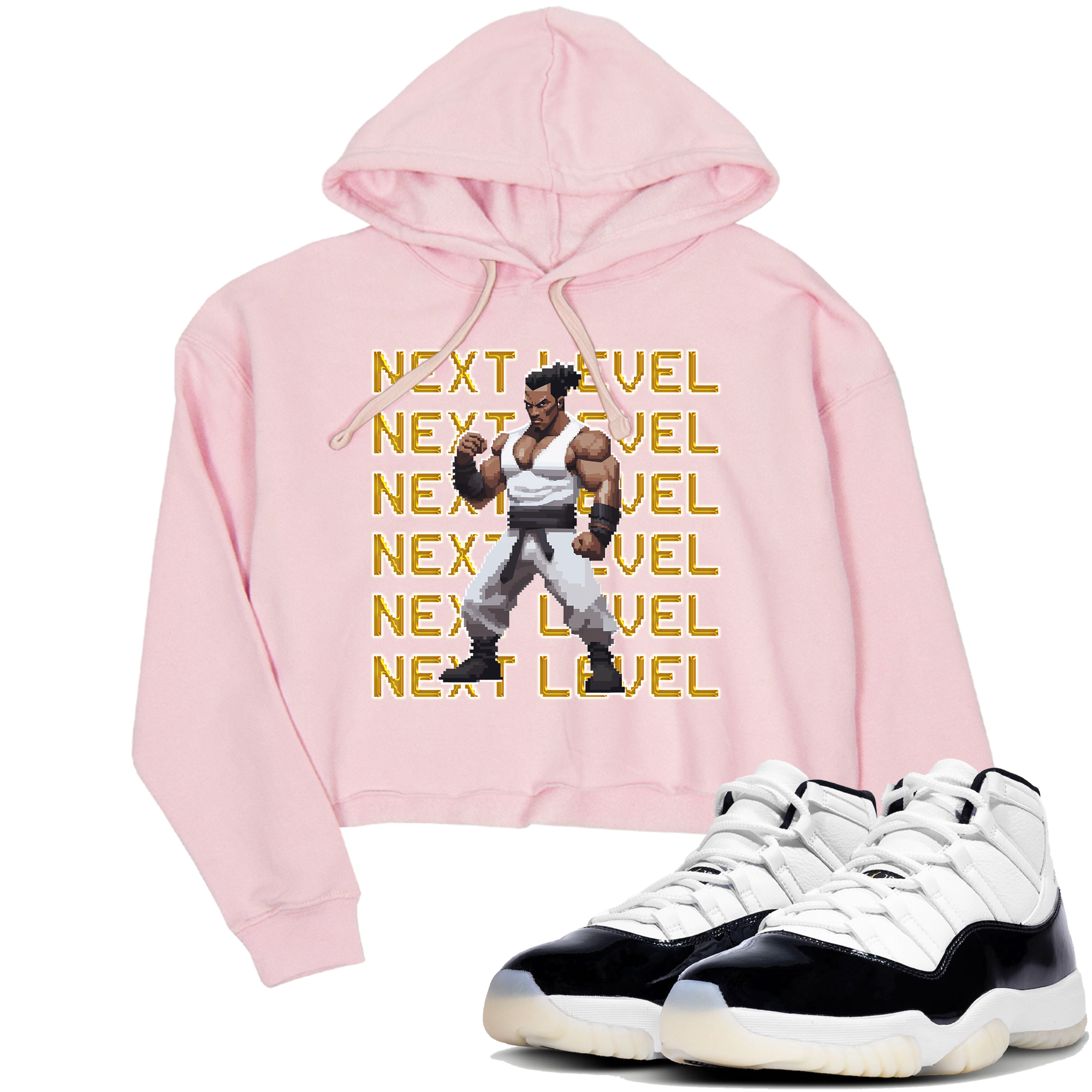 11s Gratitude shirt to match jordans Next Level sneaker tees Air Jordan 11 Gratitude Drip Gear Zone Sneaker Matching Shirt Pink 1 Crop T-Shirt