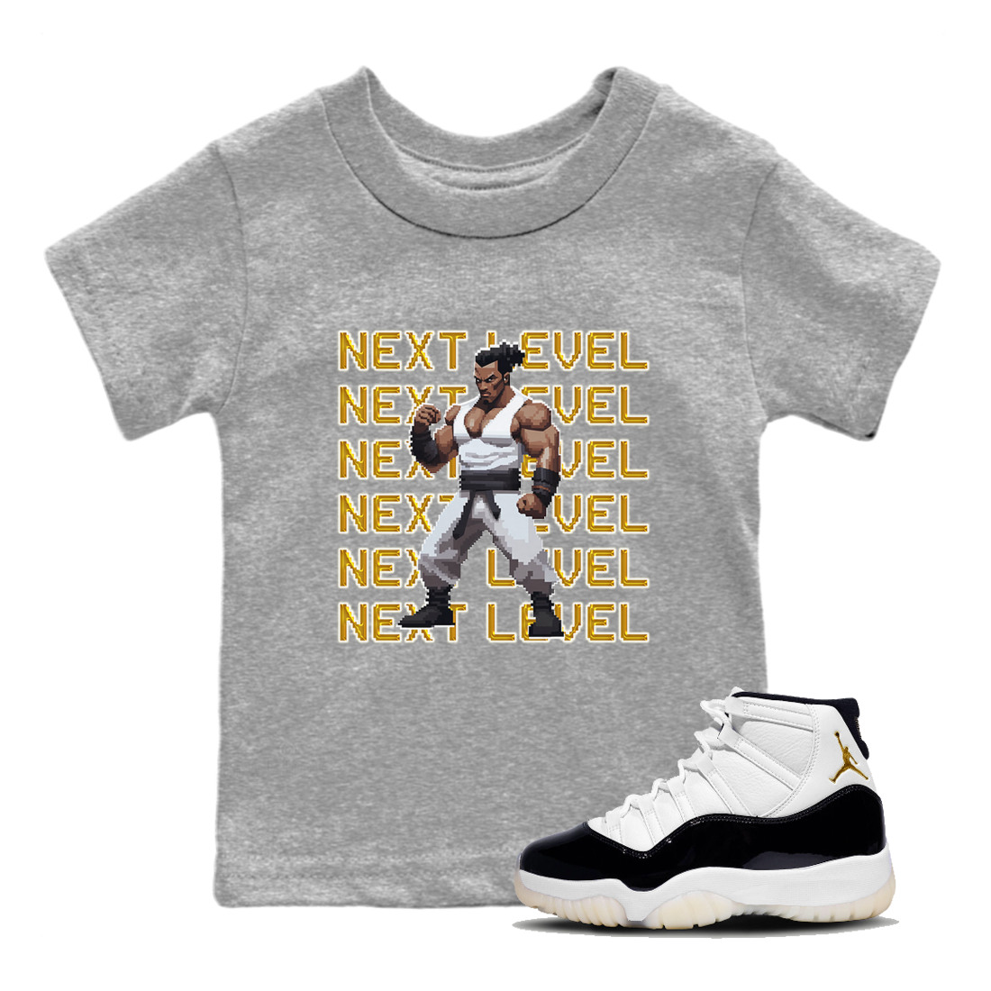 11s Gratitude shirt to match jordans Next Level sneaker tees Air Jordan 11 Gratitude Drip Gear Zone Sneaker Matching Shirt Baby Toddler Heather Grey 1 T-Shirt