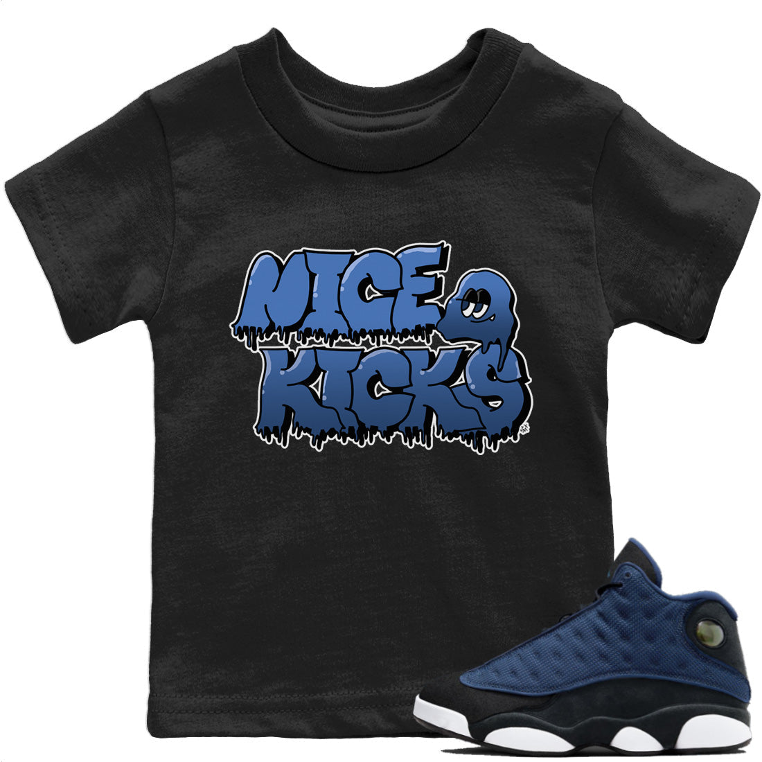 Jordan 13 Brave Blue Sneaker Matching T-Shirt Nice Kicks Sneaker Tees Jordan 13 Brave Blue Sneaker Release Tees Kids Shirts