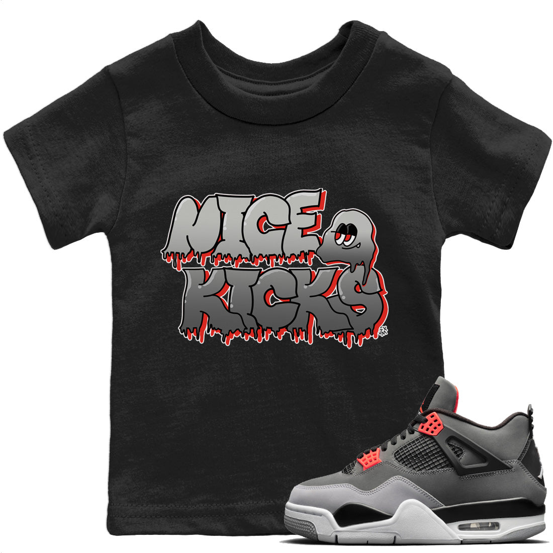 Jordan 4 Infrared Sneaker Matching T-Shirt Nice Kicks Sneaker Tees Jordan 4 Infrared Sneaker Release Tees Kids Shirts