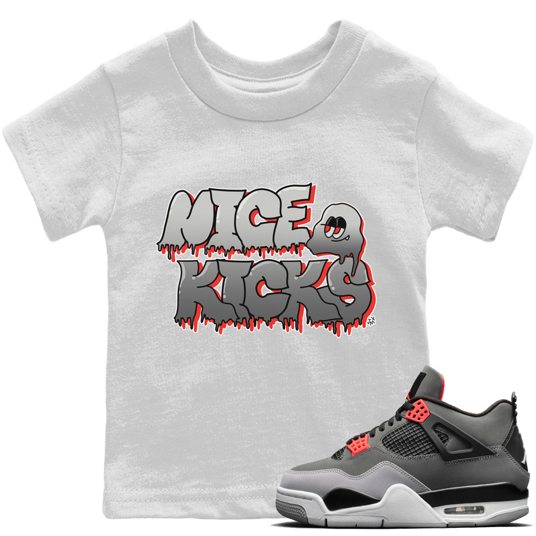 Jordan 4 Infrared Sneaker Matching T-Shirt Nice Kicks Sneaker Tees Jordan 4 Infrared Sneaker Release Tees Kids Shirts
