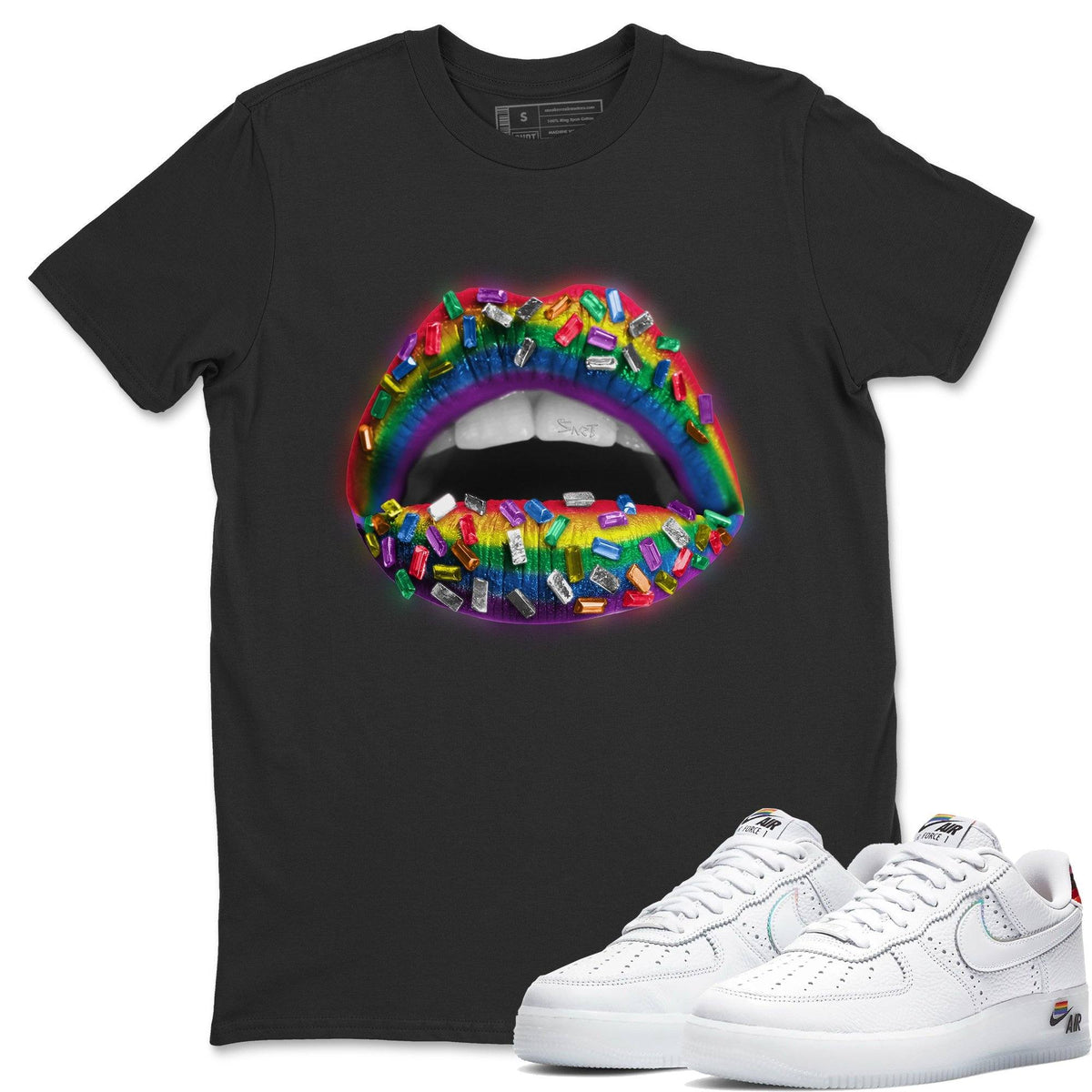 Force 1 Betrue Sneaker Match Tees Lips Jewel Sneaker Tees Force 1 Betrue Jordan to match sneaker T-Shirt Crew Neck Shirts