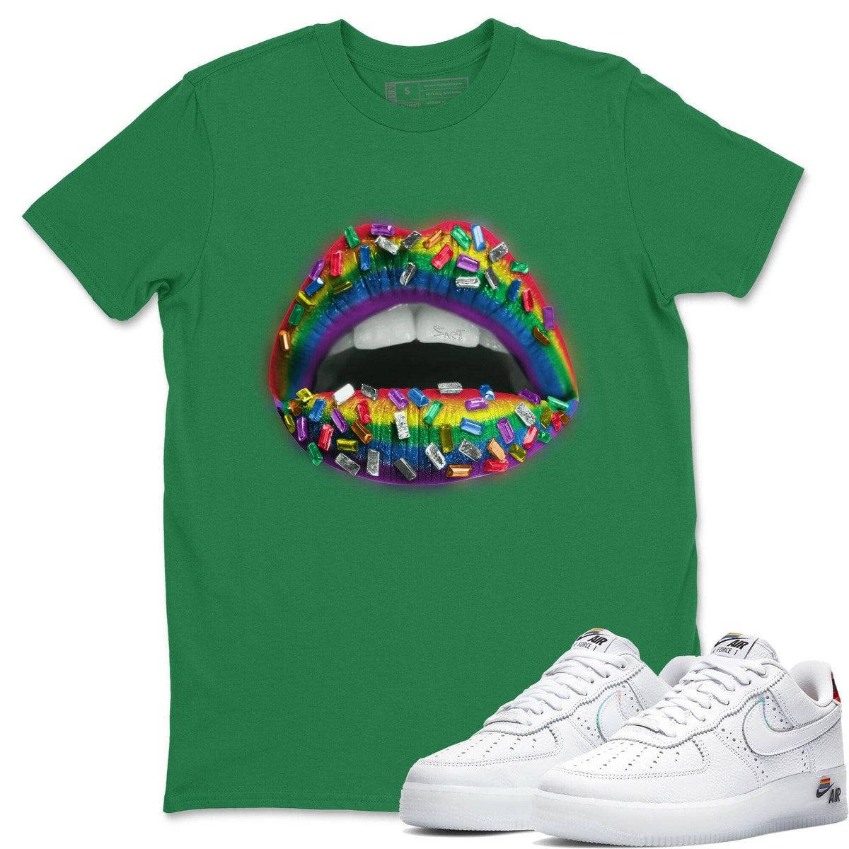 Force 1 Betrue Sneaker Match Tees Lips Jewel Sneaker Tees Force 1 Betrue Jordan to match sneaker T-Shirt Crew Neck Shirts
