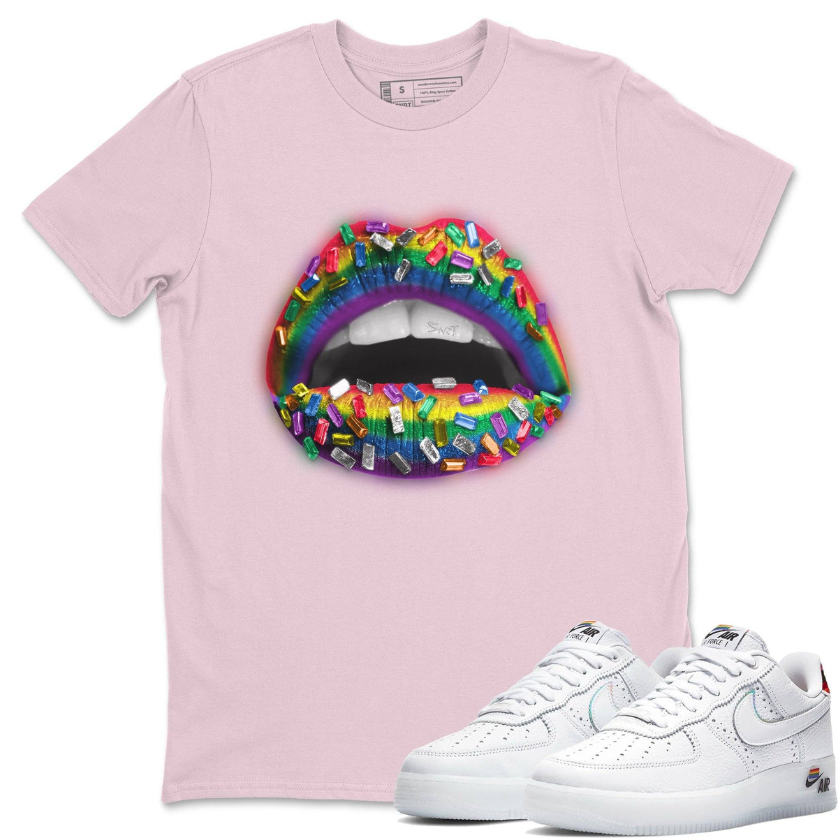 Force 1 Betrue Sneaker Match Tees Lips Jewel Sneaker Tees Force 1 Betrue Jordan to match sneaker T-Shirt Crew Neck Shirts