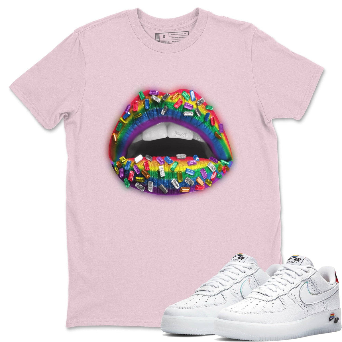 Force 1 Betrue Sneaker Match Tees Lips Jewel Sneaker Tees Force 1 Betrue Jordan to match sneaker T-Shirt Crew Neck Shirts