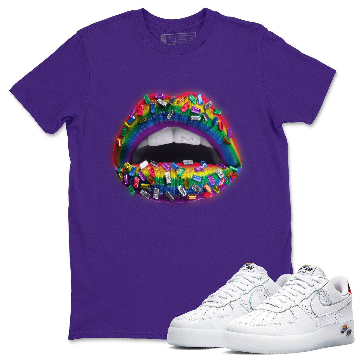 Force 1 Betrue Sneaker Match Tees Lips Jewel Sneaker Tees Force 1 Betrue Jordan to match sneaker T-Shirt Crew Neck Shirts