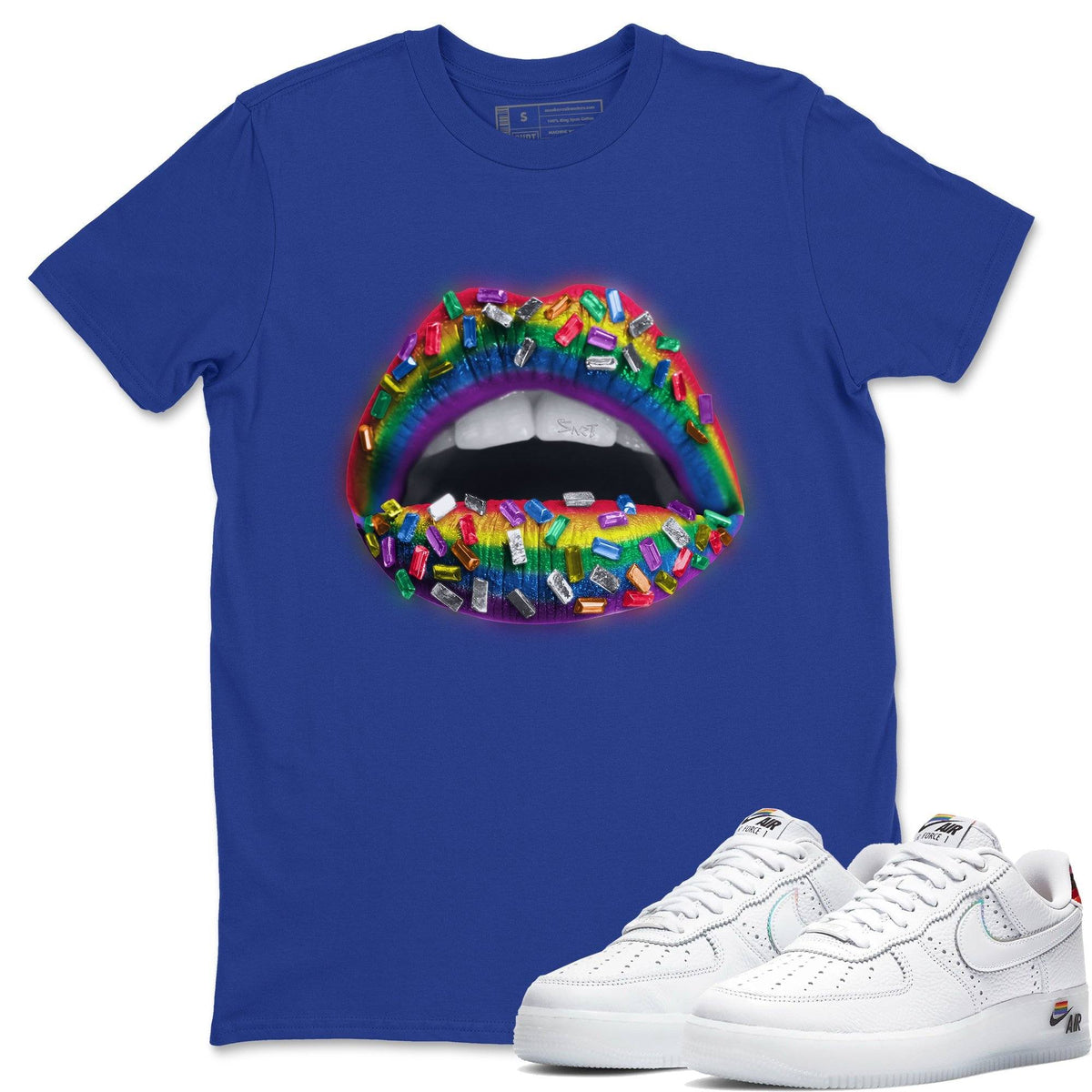 Force 1 Betrue Sneaker Match Tees Lips Jewel Sneaker Tees Force 1 Betrue Jordan to match sneaker T-Shirt Crew Neck Shirts