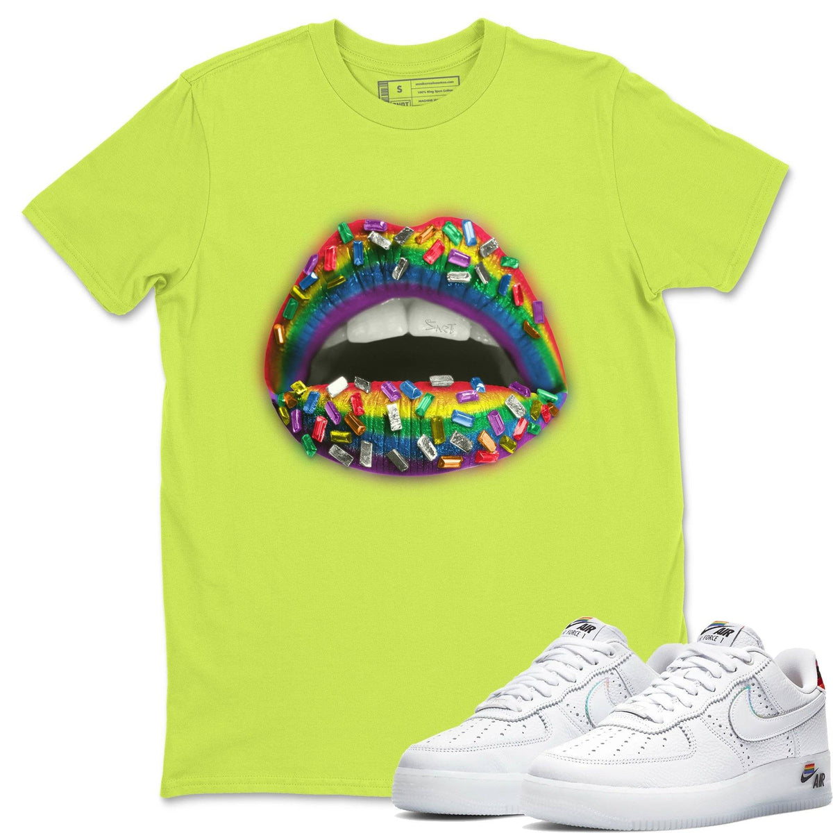 Force 1 Betrue Sneaker Match Tees Lips Jewel Sneaker Tees Force 1 Betrue Jordan to match sneaker T-Shirt Crew Neck Shirts