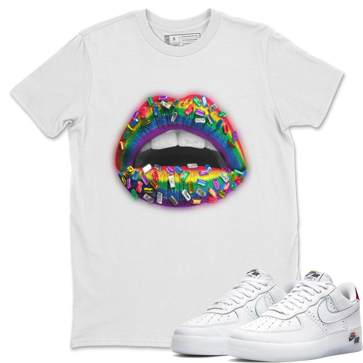 Force 1 Betrue Sneaker Match Tees Lips Jewel Sneaker Tees Force 1 Betrue Jordan to match sneaker T-Shirt Crew Neck Shirts