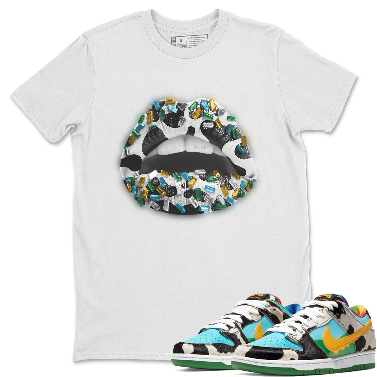 Dunk Chunky Dunky Sneaker Match Tees Lips Jewel Sneaker Tees Dunk Chunky Dunky Jordan to match sneaker T-Shirt Crew Neck Shirts