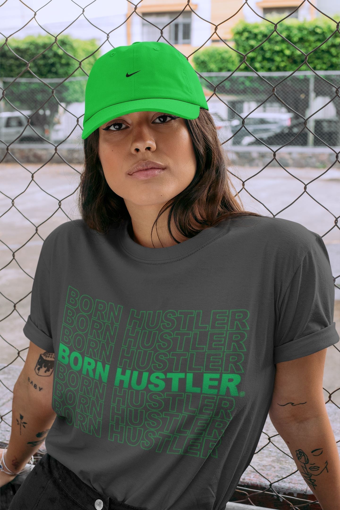 Jordan 1 Lucky Green Shirt To Match Jordans Born Hustler Sneaker Tees Jordan 1 Lucky Green Drip Gear Zone Sneaker Matching Clothing Unisex Shirts