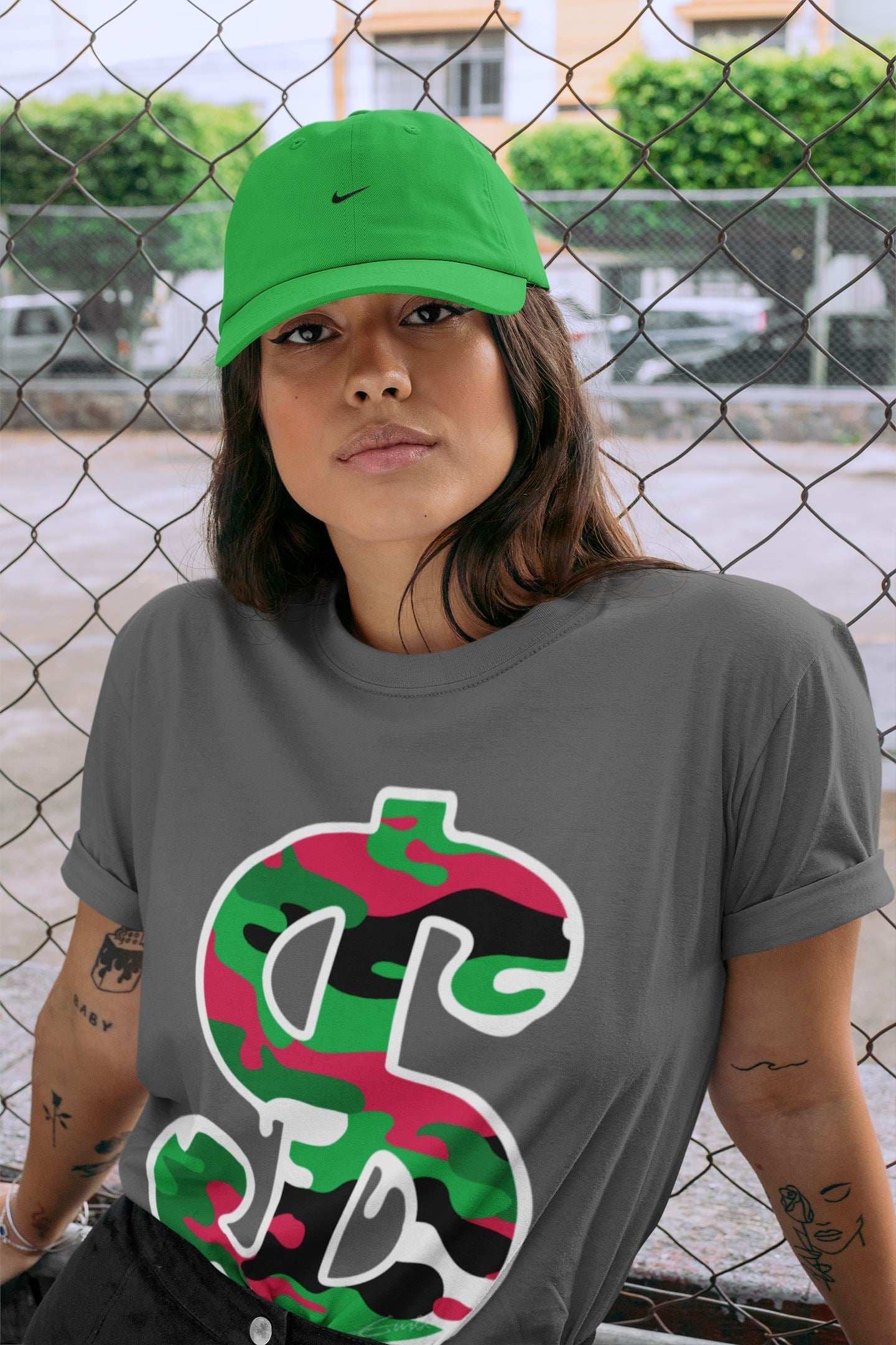 Jordan 1 Lucky Green Shirt To Match Jordans Dollar Camo Sneaker Tees Jordan 1 Lucky Green Drip Gear Zone Sneaker Matching Clothing Unisex Shirts