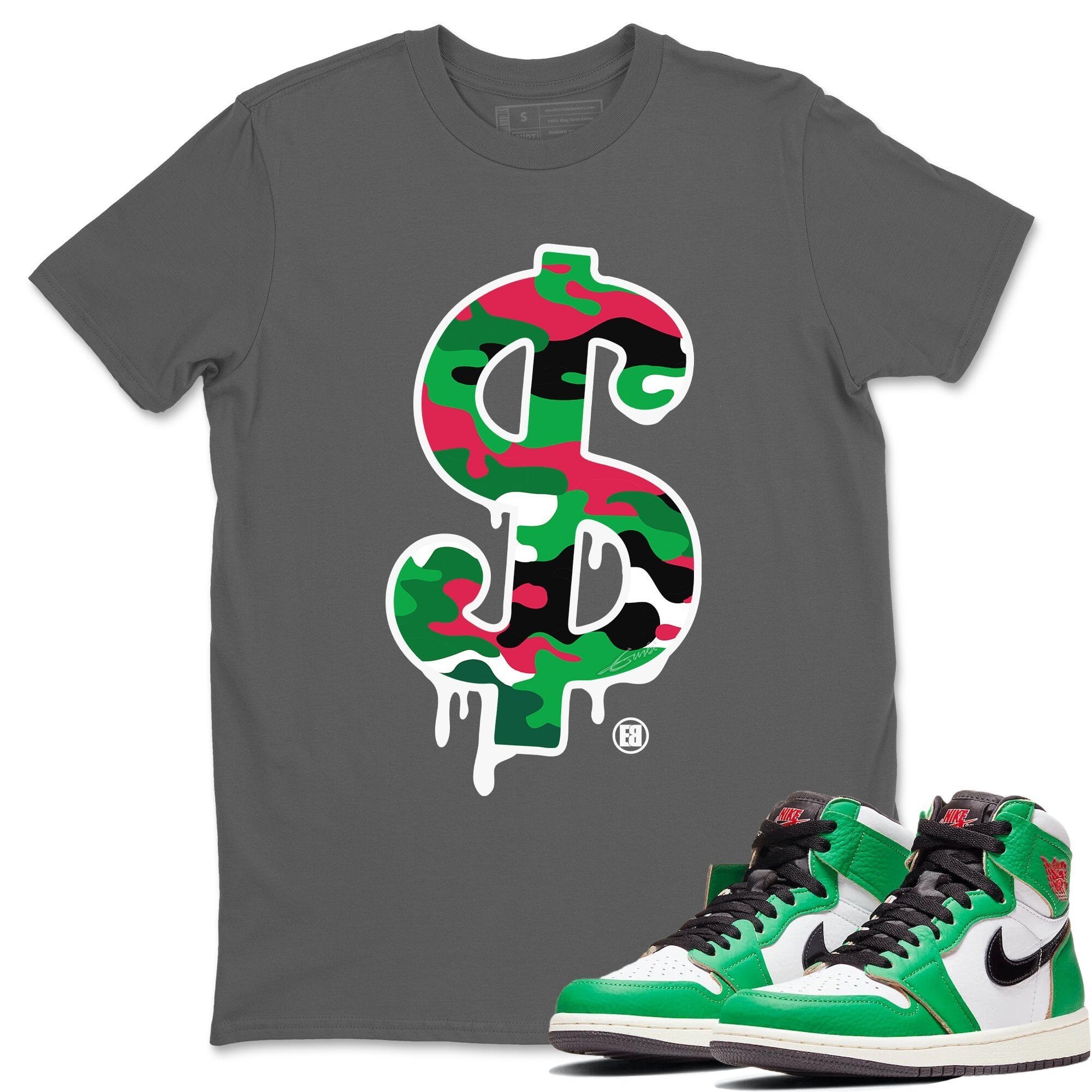 Jordan 1 Lucky Green Shirt To Match Jordans Dollar Camo Sneaker Tees Jordan 1 Lucky Green Drip Gear Zone Sneaker Matching Clothing Unisex Shirts