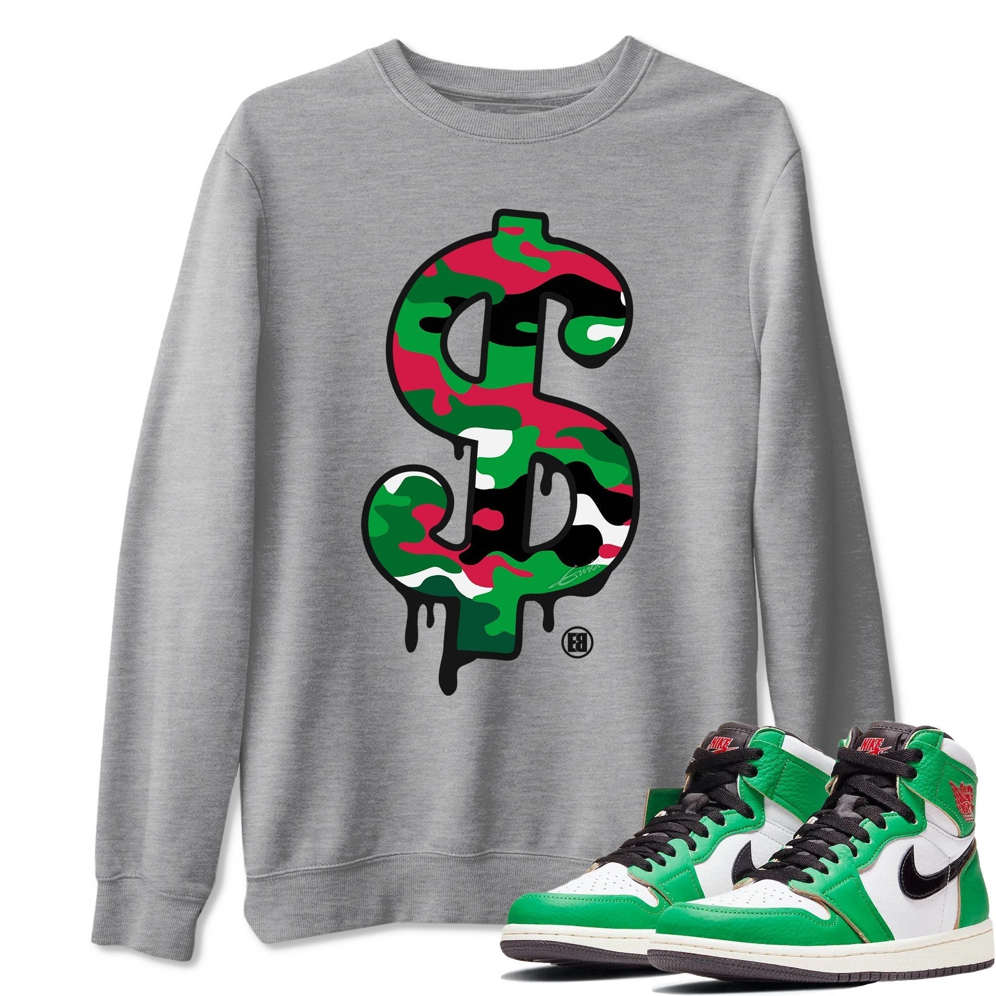 Jordan 1 Lucky Green Shirt To Match Jordans Dollar Camo Sneaker Tees Jordan 1 Lucky Green Drip Gear Zone Sneaker Matching Clothing Unisex Shirts