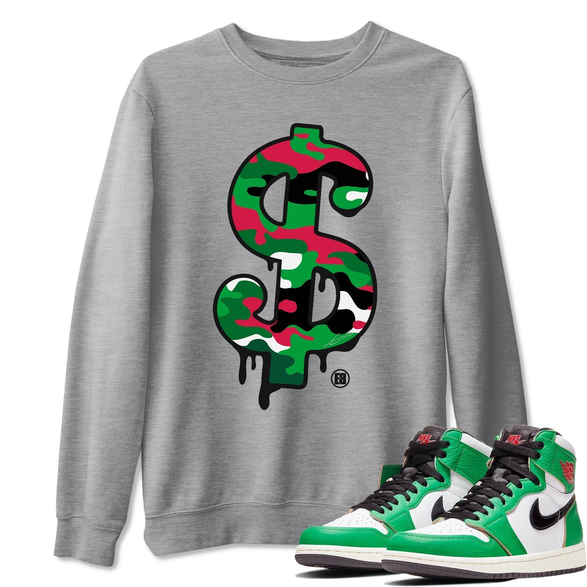 Jordan 1 Lucky Green Shirt To Match Jordans Dollar Camo Sneaker Tees Jordan 1 Lucky Green Drip Gear Zone Sneaker Matching Clothing Unisex Shirts