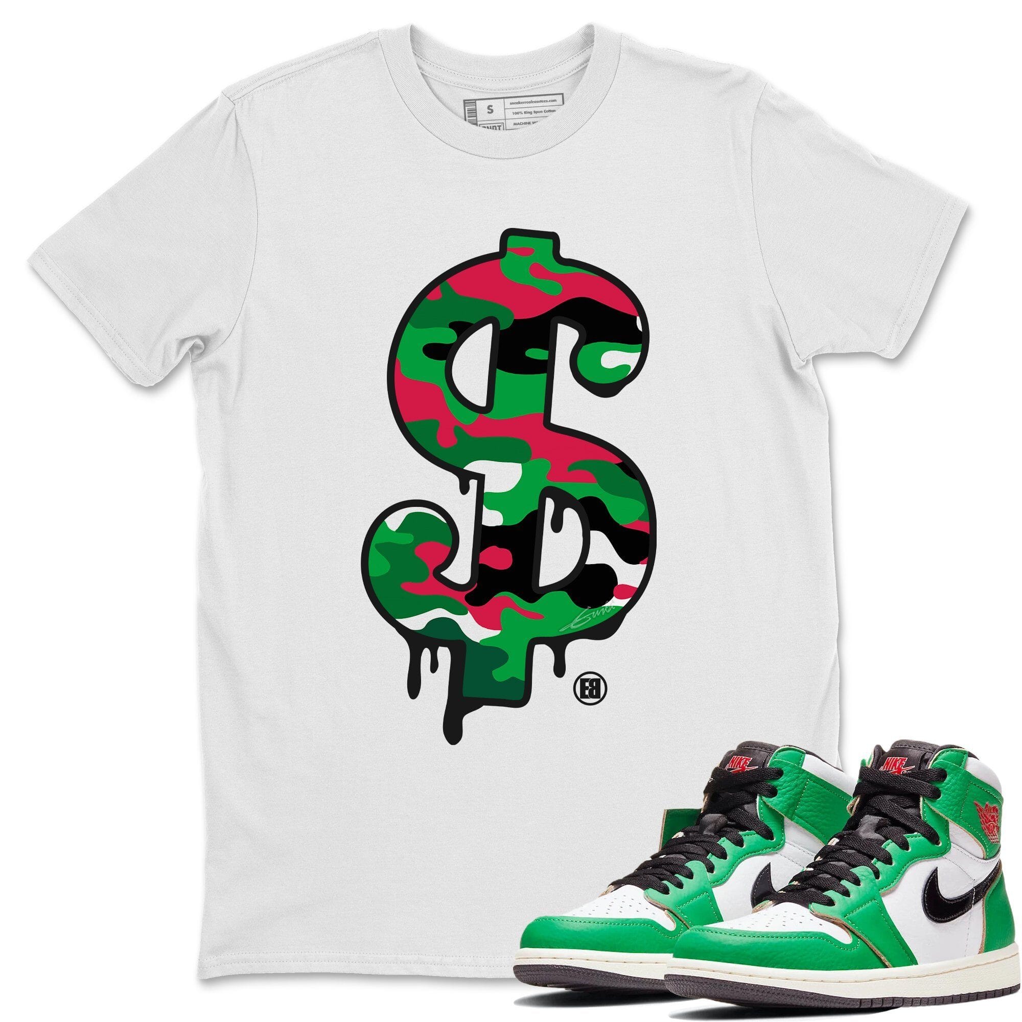 Jordan 1 Lucky Green Shirt To Match Jordans Dollar Camo Sneaker Tees Jordan 1 Lucky Green Drip Gear Zone Sneaker Matching Clothing Unisex Shirts