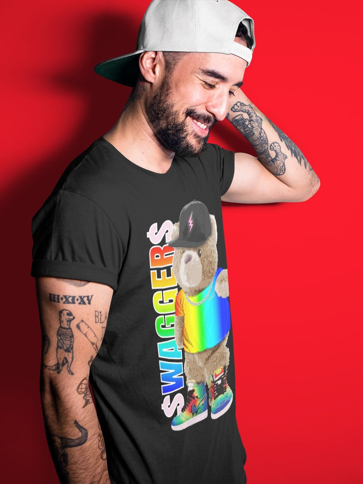 Jordan 1 J Balvin Sneaker Matching T-Shirt Bear Swaggers Sneaker Tees Jordan 1 J Balvin Sneaker Release Tees Crew Neck Tees