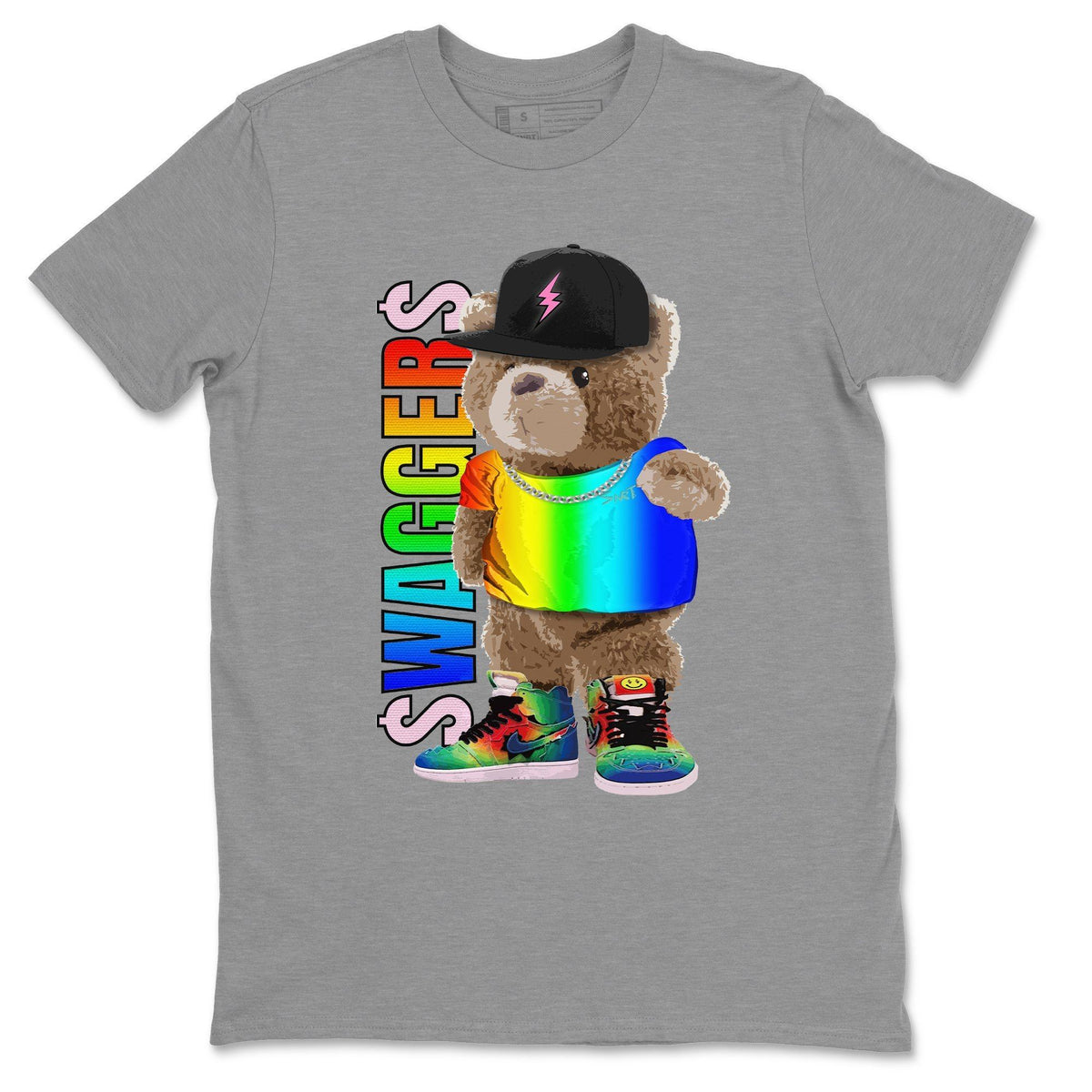 Jordan 1 J Balvin Sneaker Matching T-Shirt Bear Swaggers Sneaker Tees Jordan 1 J Balvin Sneaker Release Tees Crew Neck Tees