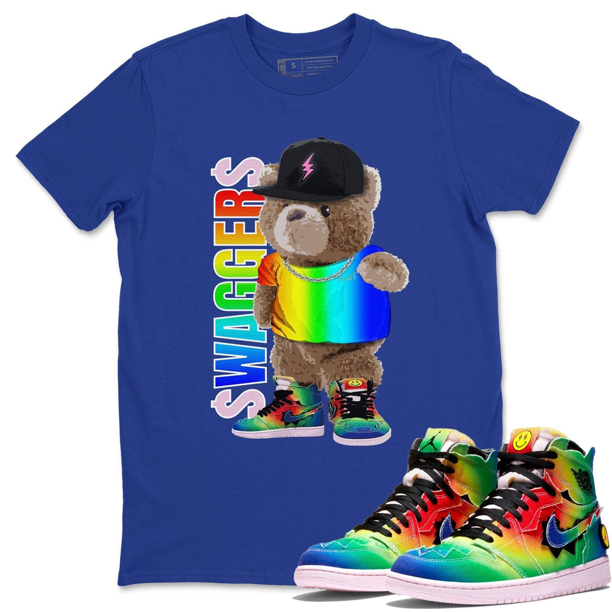 Jordan 1 J Balvin Sneaker Matching T-Shirt Bear Swaggers Sneaker Tees Jordan 1 J Balvin Sneaker Release Tees Crew Neck Tees