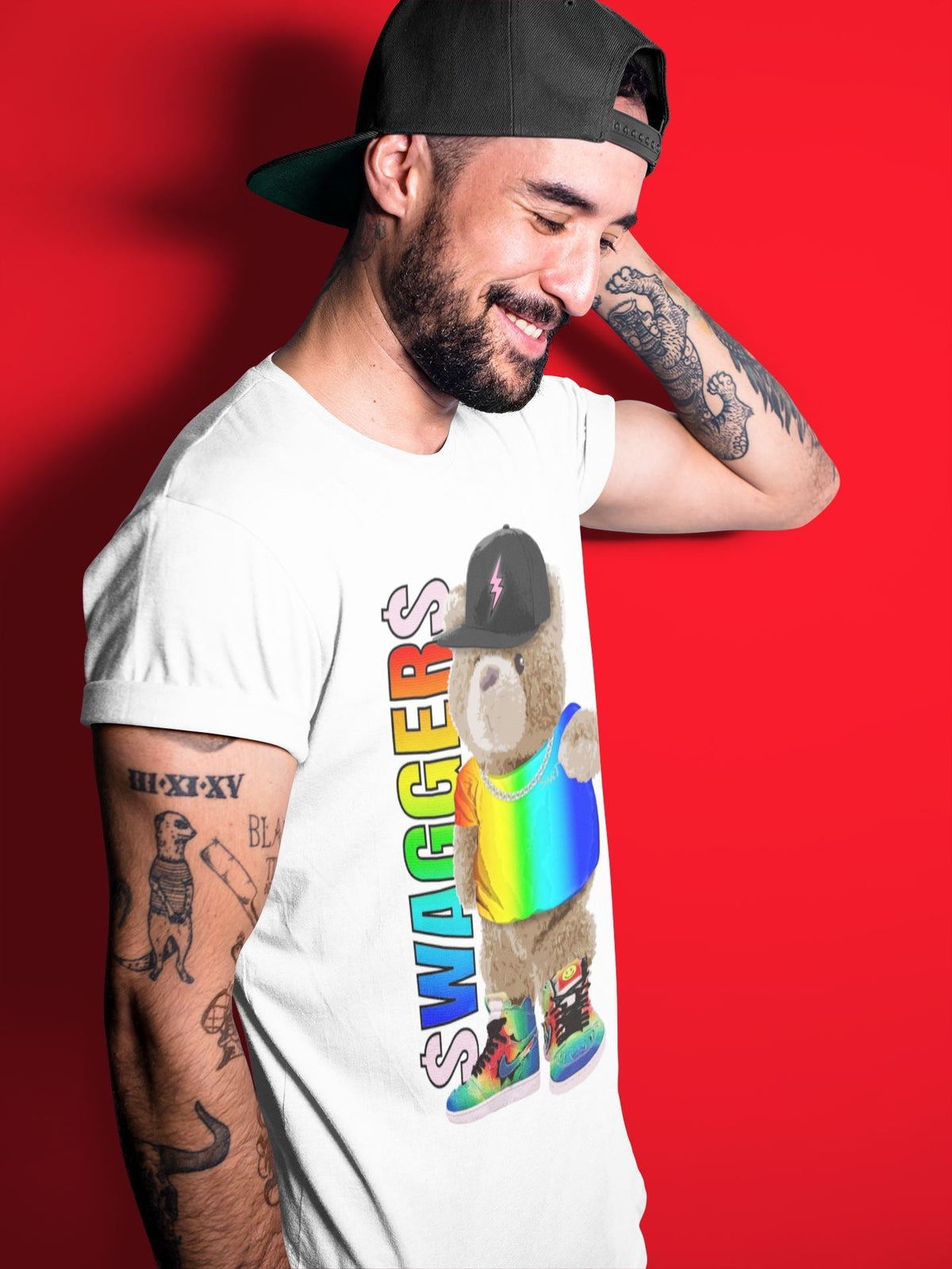 Jordan 1 J Balvin Sneaker Matching T-Shirt Bear Swaggers Sneaker Tees Jordan 1 J Balvin Sneaker Release Tees Crew Neck Tees