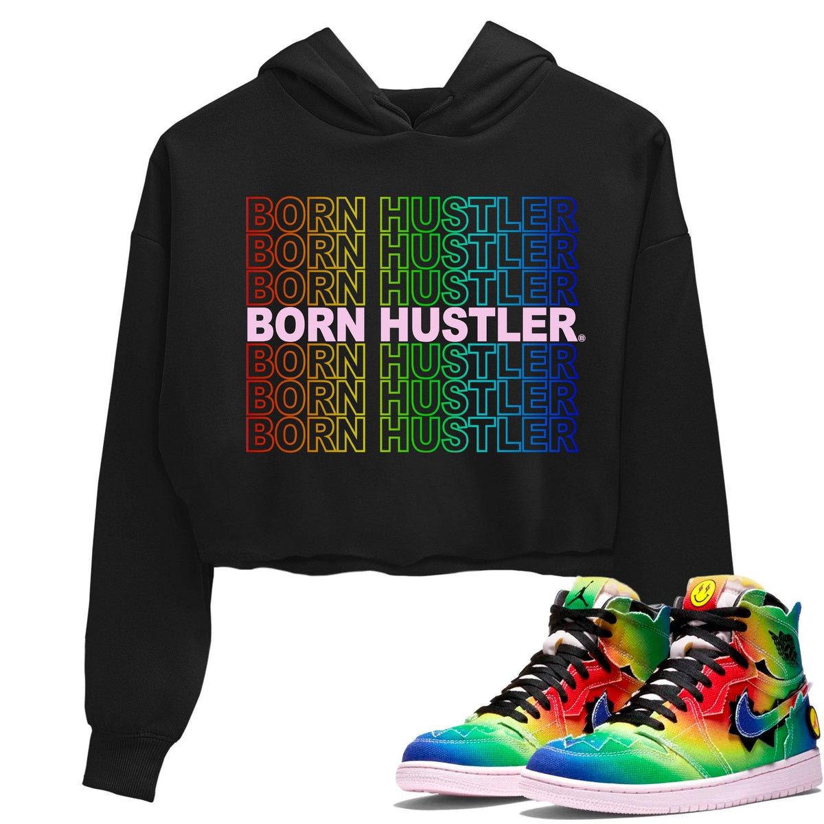 Jordan 1 J Balvin Sneaker Matching T-Shirt Born Hustler Sneaker Tees Jordan 1 J Balvin Sneaker Release Tees Women's Shirts