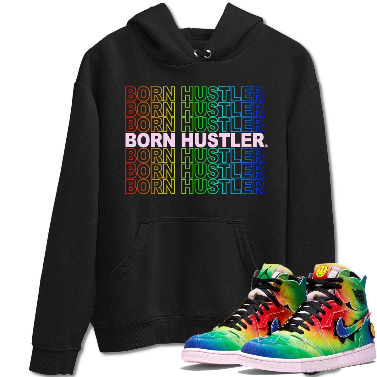 Jordan 1 J Balvin Sneaker Matching T-Shirt Born Hustler Sneaker Tees Jordan 1 J Balvin Sneaker Release Tees Crew Neck Tees
