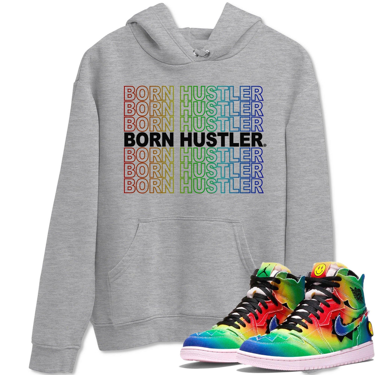 Jordan 1 J Balvin Sneaker Matching T-Shirt Born Hustler Sneaker Tees Jordan 1 J Balvin Sneaker Release Tees Crew Neck Tees