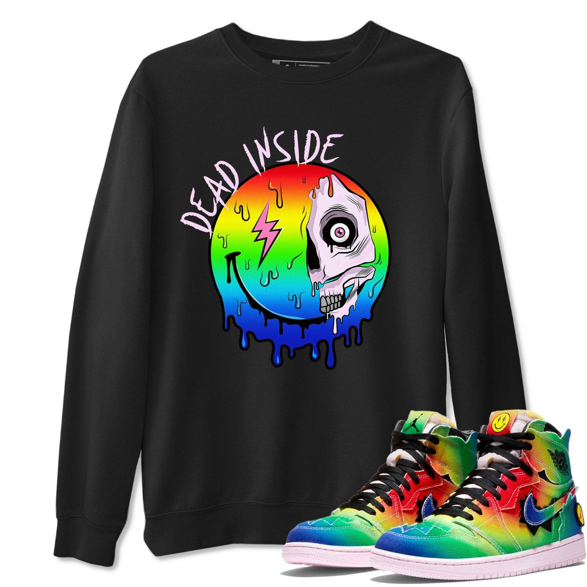 Jordan 1 J Balvin Sneaker Matching T-Shirt Dead Inside Sneaker Tees Jordan 1 J Balvin Sneaker Release Tees Crew Neck Tees