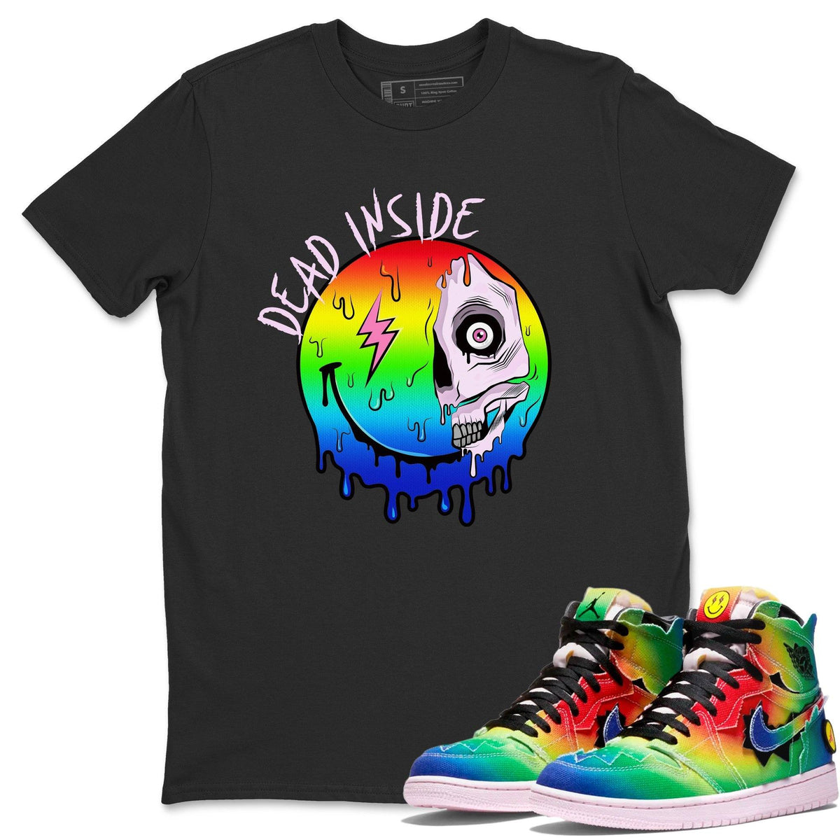 Jordan 1 J Balvin Sneaker Matching T-Shirt Dead Inside Sneaker Tees Jordan 1 J Balvin Sneaker Release Tees Crew Neck Tees