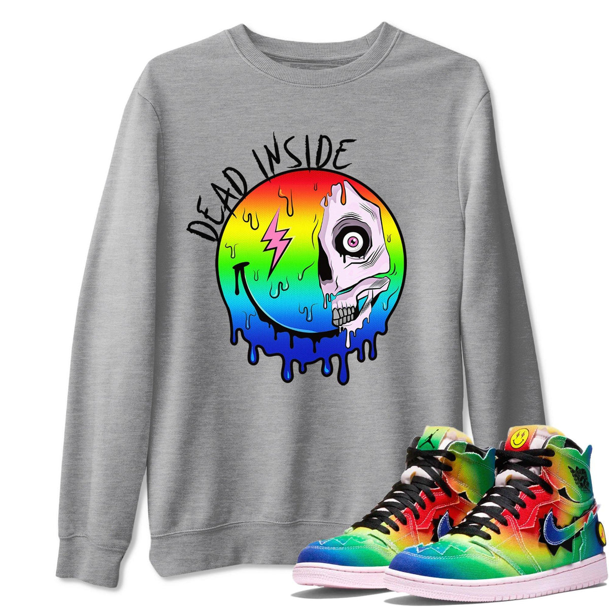 Jordan 1 J Balvin Sneaker Matching T-Shirt Dead Inside Sneaker Tees Jordan 1 J Balvin Sneaker Release Tees Crew Neck Tees