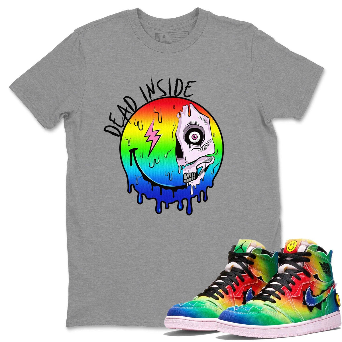 Jordan 1 J Balvin Sneaker Matching T-Shirt Dead Inside Sneaker Tees Jordan 1 J Balvin Sneaker Release Tees Crew Neck Tees