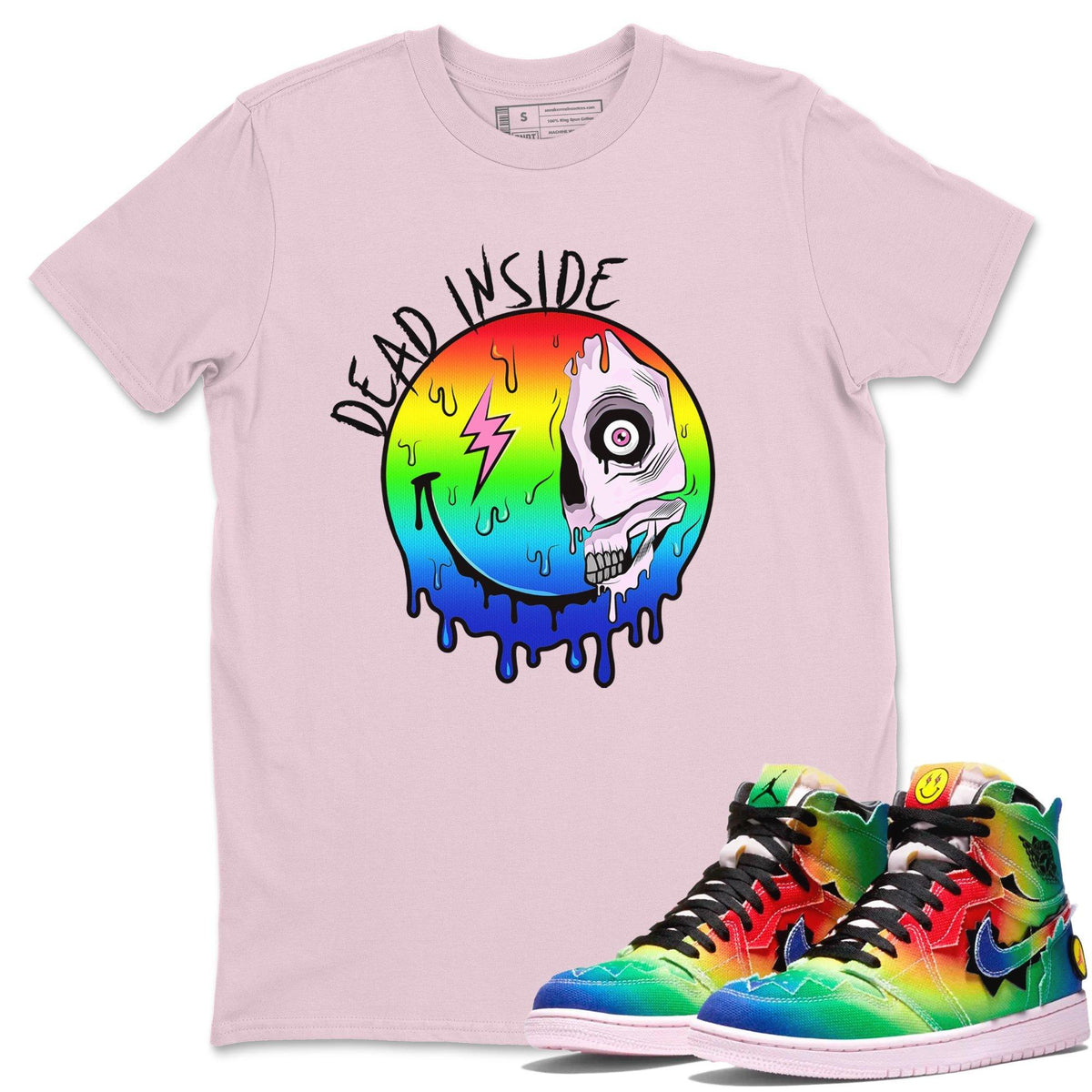Jordan 1 J Balvin Sneaker Matching T-Shirt Dead Inside Sneaker Tees Jordan 1 J Balvin Sneaker Release Tees Crew Neck Tees