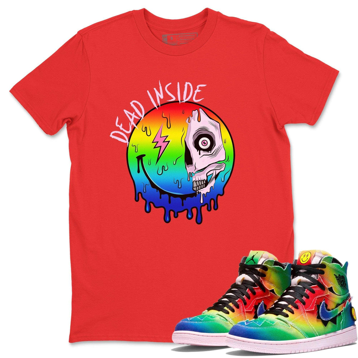 Jordan 1 J Balvin Sneaker Matching T-Shirt Dead Inside Sneaker Tees Jordan 1 J Balvin Sneaker Release Tees Crew Neck Tees