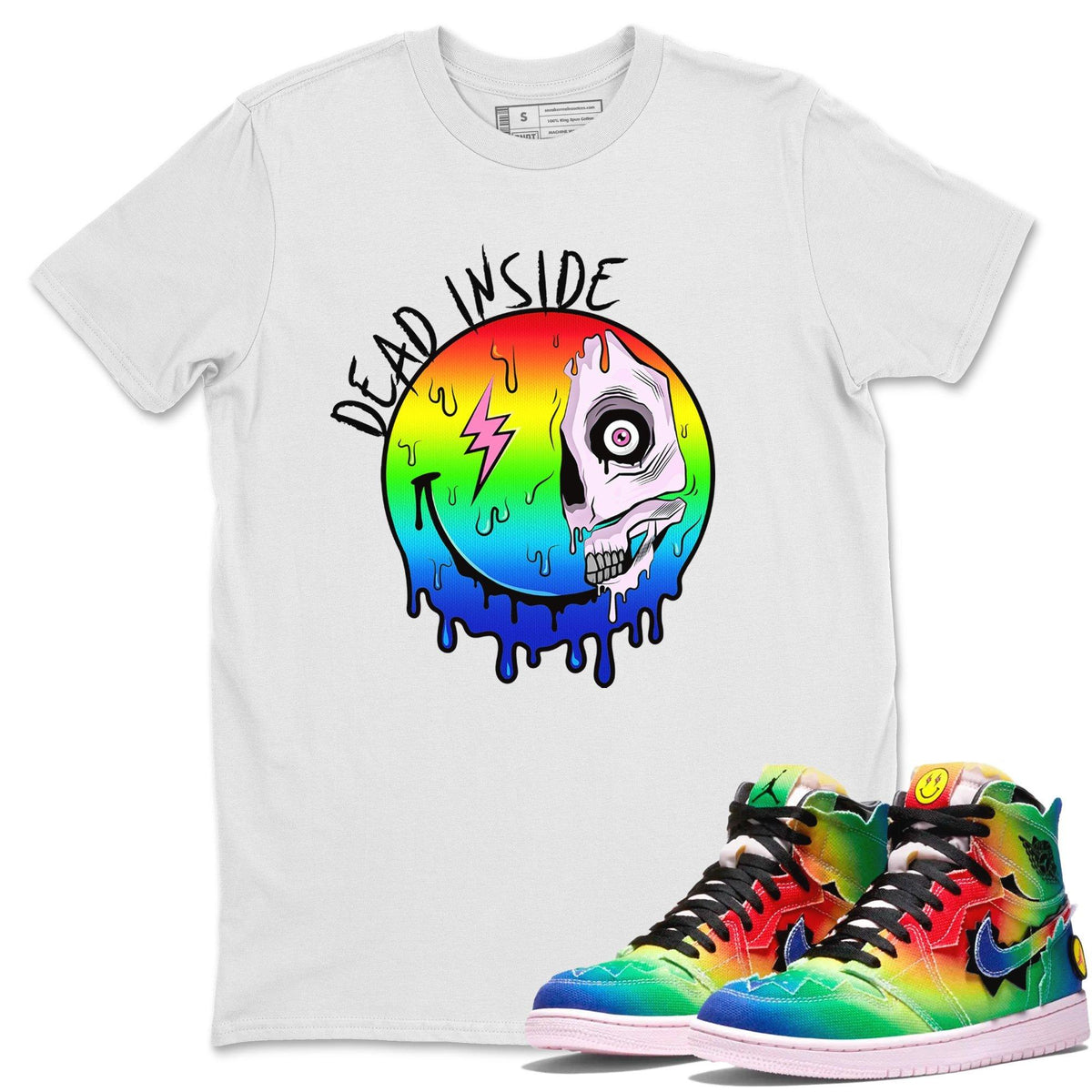 Jordan 1 J Balvin Sneaker Matching T-Shirt Dead Inside Sneaker Tees Jordan 1 J Balvin Sneaker Release Tees Crew Neck Tees