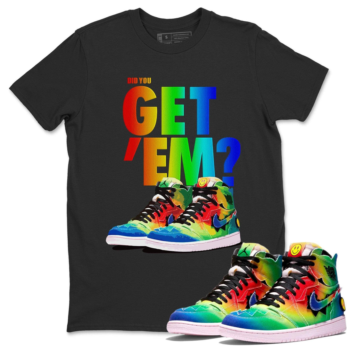 Jordan 1 J Balvin Sneaker Matching T-Shirt Did You Get Em SNRT Sneaker Tees Jordan 1 J Balvin Drip Gear Zone Crew Neck Tees