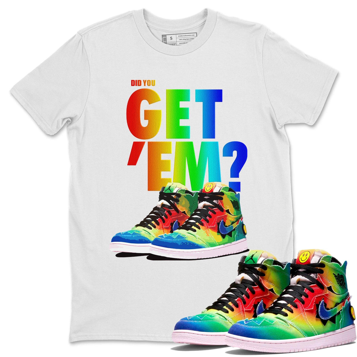 Jordan 1 J Balvin Sneaker Matching T-Shirt Did You Get Em SNRT Sneaker Tees Jordan 1 J Balvin Drip Gear Zone Crew Neck Tees