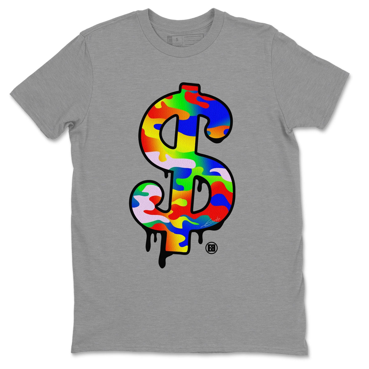 Jordan 1 J Balvin Sneaker Matching T-Shirt Dollar Camo Sneaker Tees Jordan 1 J Balvin Sneaker Release Tees Crew Neck Tees