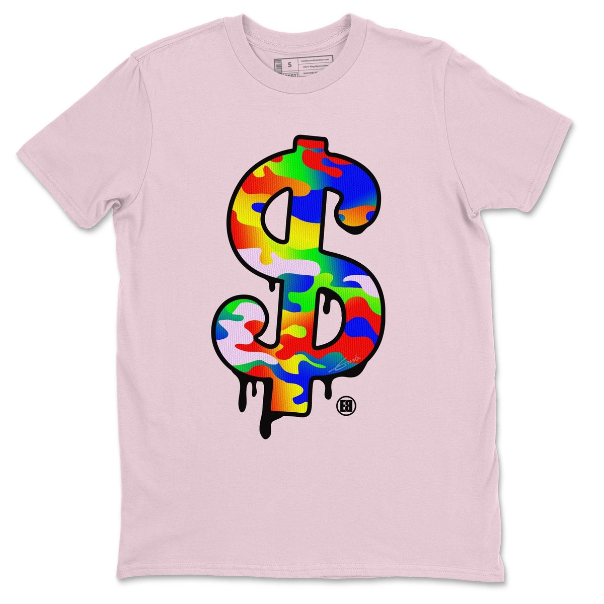 Jordan 1 J Balvin Sneaker Matching T-Shirt Dollar Camo Sneaker Tees Jordan 1 J Balvin Sneaker Release Tees Crew Neck Tees